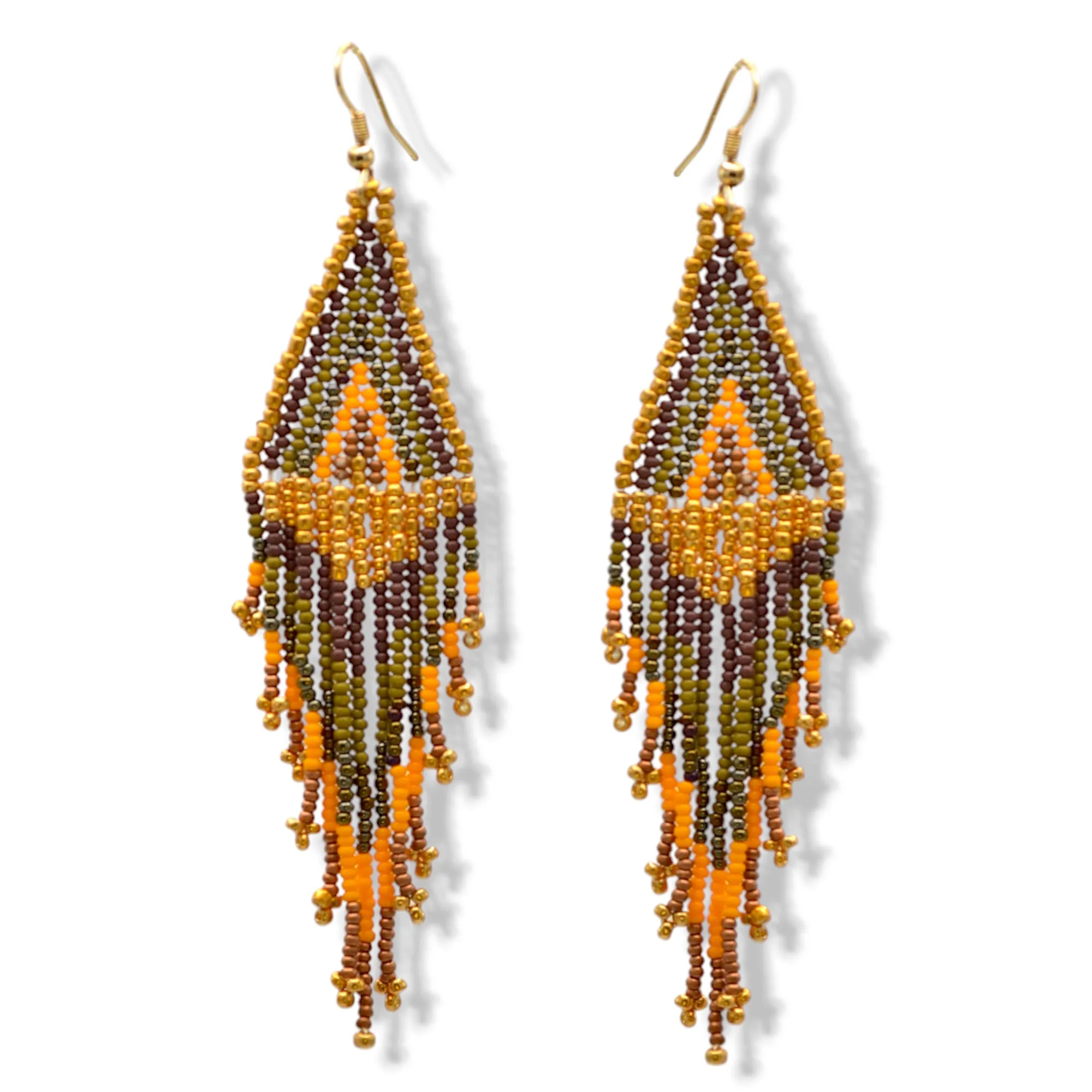 Multi-color Bohemian Seed Bead Long Tassel Earrings #ER-1139