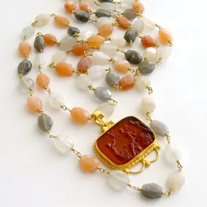 Multi Moonstone Double Strand Venetian Intaglio Necklace - Castelmezzano Necklace