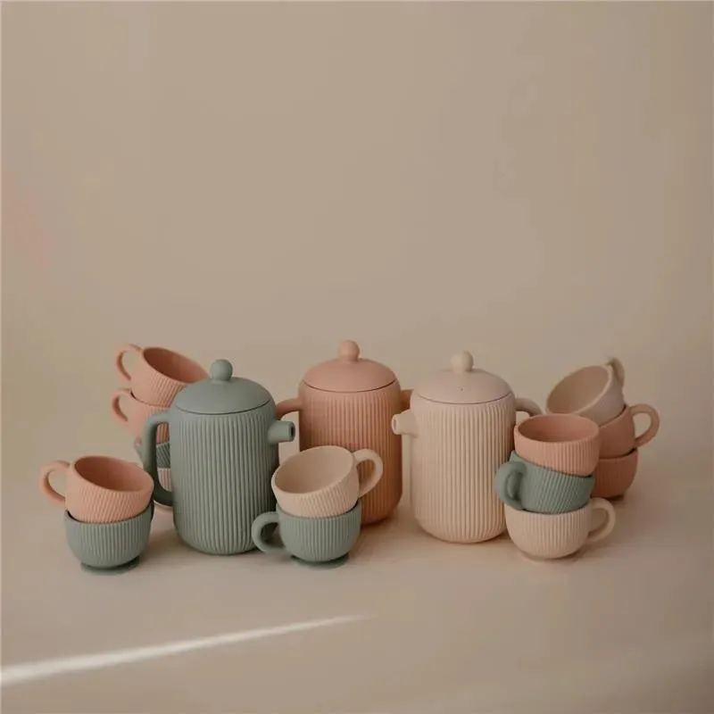 Mushie - Silicone Tea Play Set, Cambridge Blue