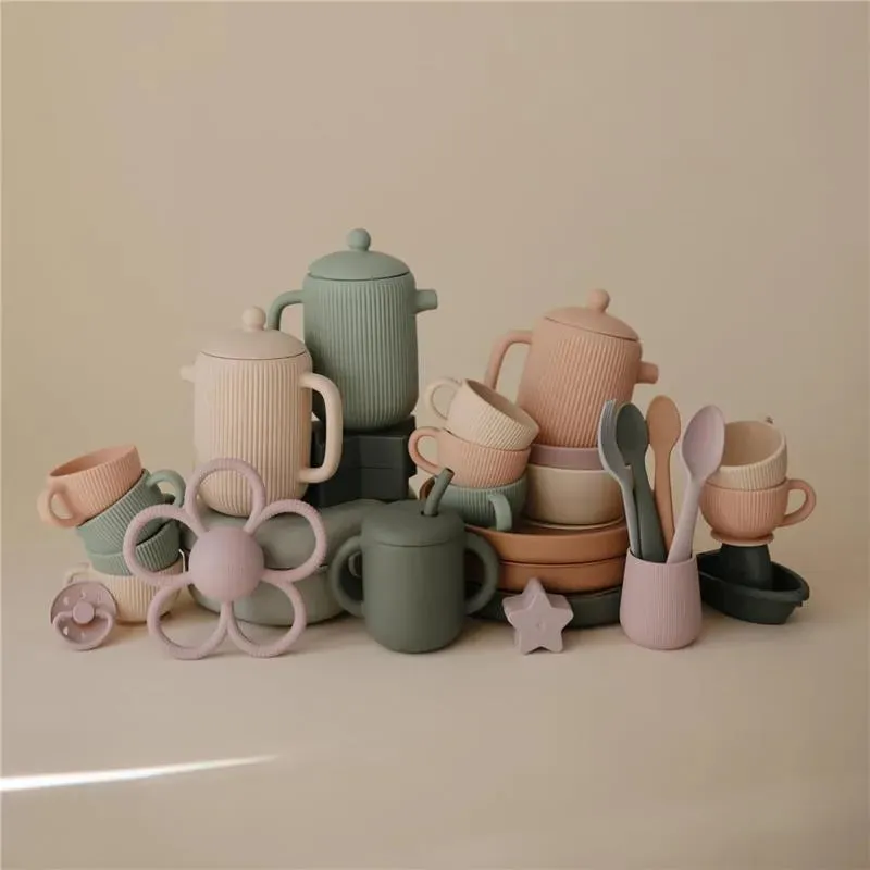 Mushie - Silicone Tea Play Set, Cambridge Blue