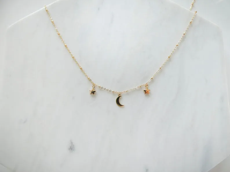 Nadine Moon & Stars Dangle Necklace
