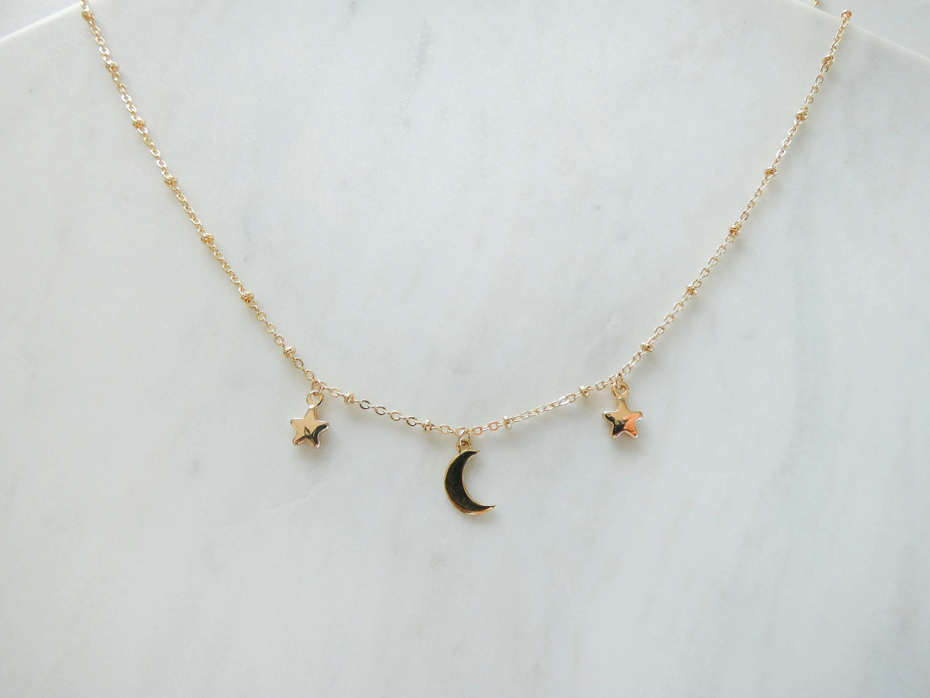 Nadine Moon & Stars Dangle Necklace