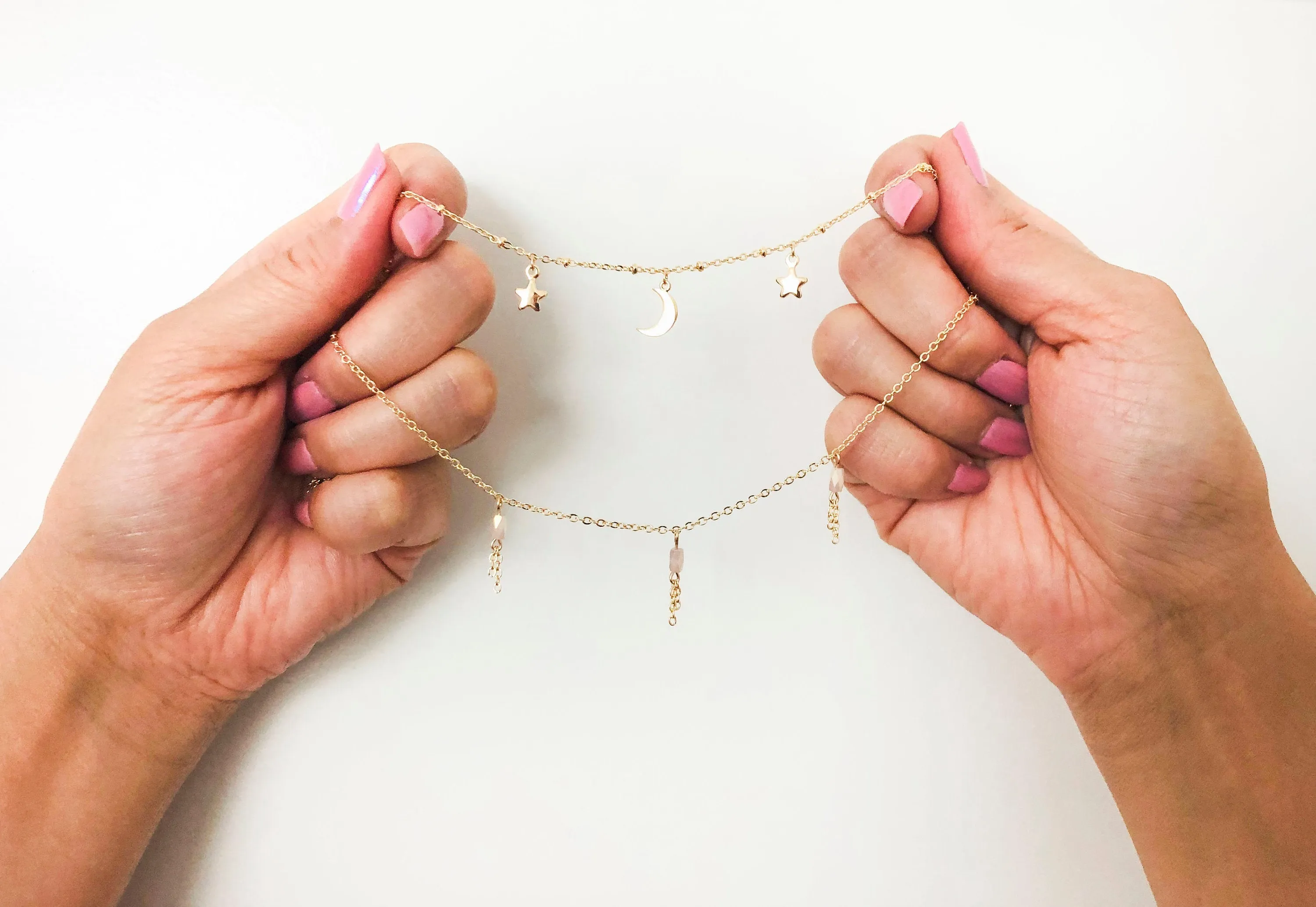 Nadine Moon & Stars Dangle Necklace