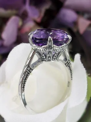 Natural Amethyst Ring, Natural Purple Amethyst Gemstone, Classic Solitaire #D37