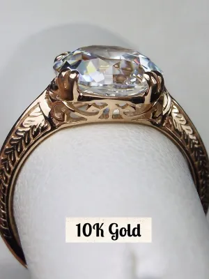 Natural White Topaz Ring, 14K Rose Gold or 10K Rose Gold, Art Deco 1930's Style Jewelry, #D12