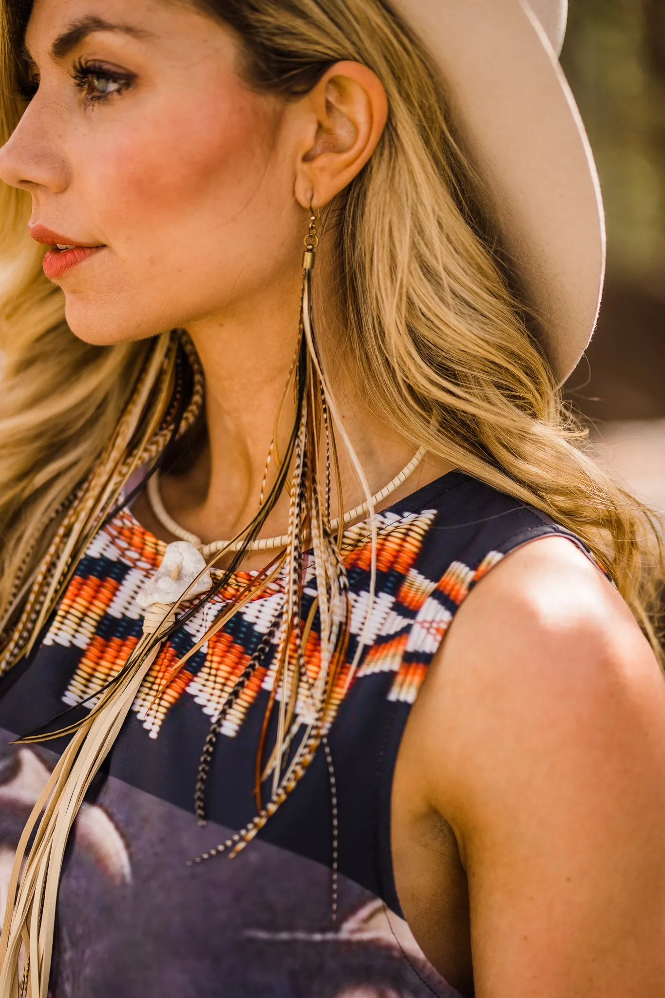 Necklace, Collar with Cream Deerskin Tassel & Druzy Stone - Sale!