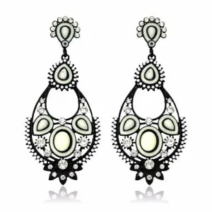 Nepal Tibetan Ethnic Womens Bohemian Resin Bead Crystal Water Drop Earrings
