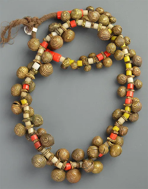 Nigerian Bell & Tile Bead Necklace