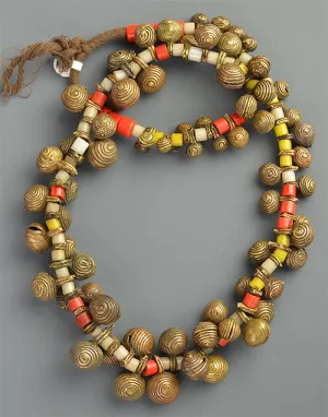 Nigerian Bell & Tile Bead Necklace