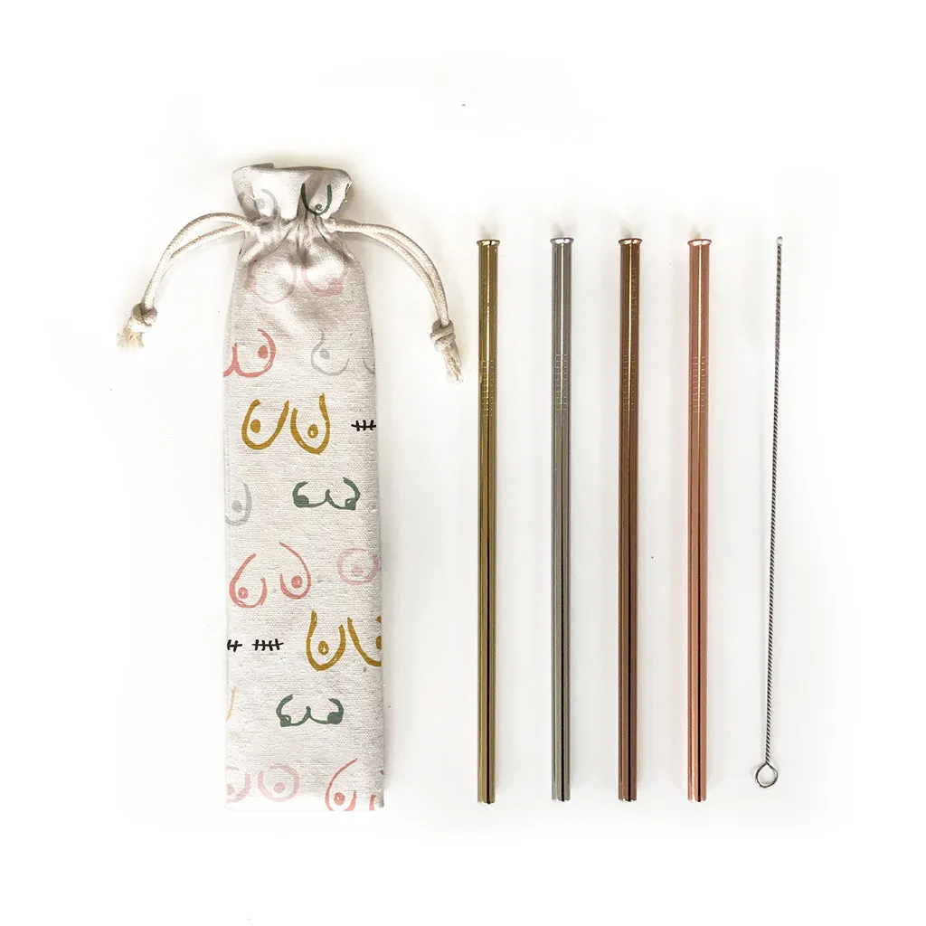 Nip Slip Pastel Reusable Metal Straw Set