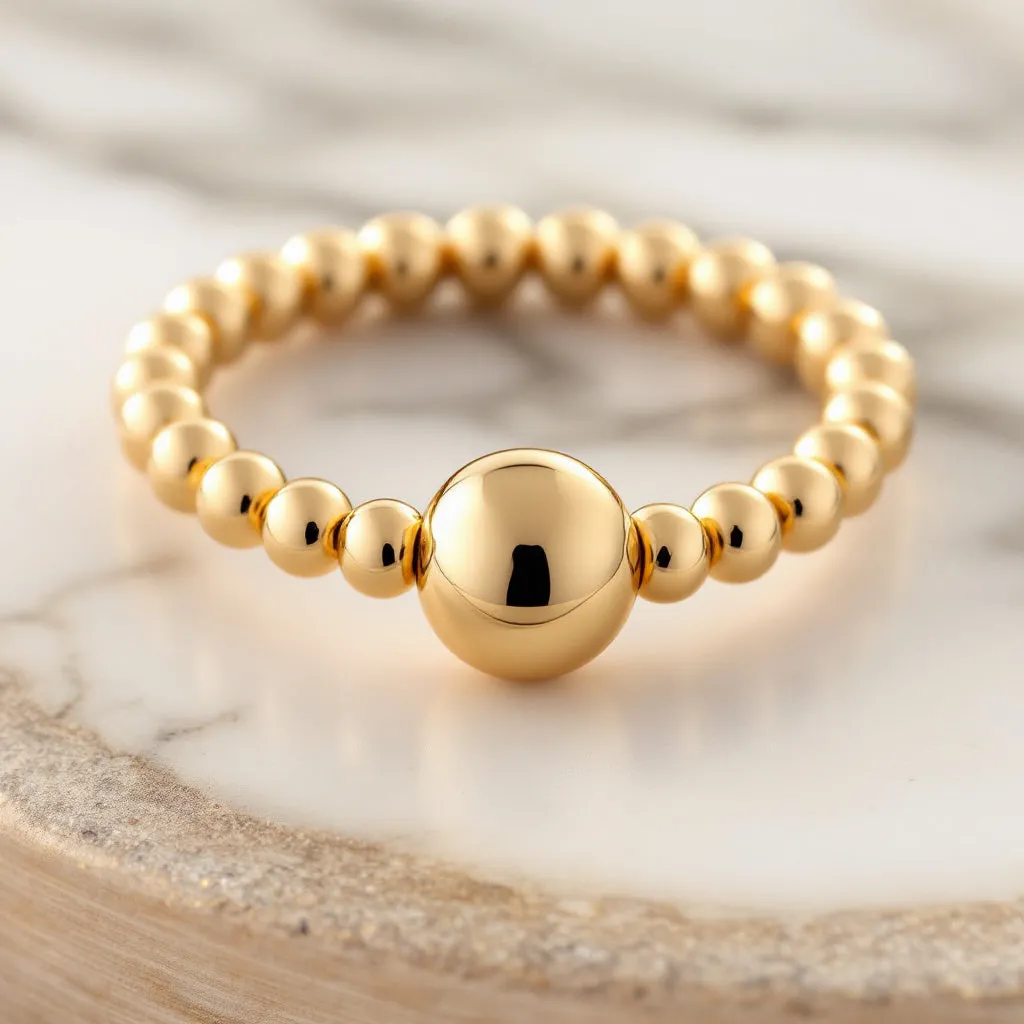 OLIVIA | Stretchy Ring with Anti-tarnish Gold Filled beads