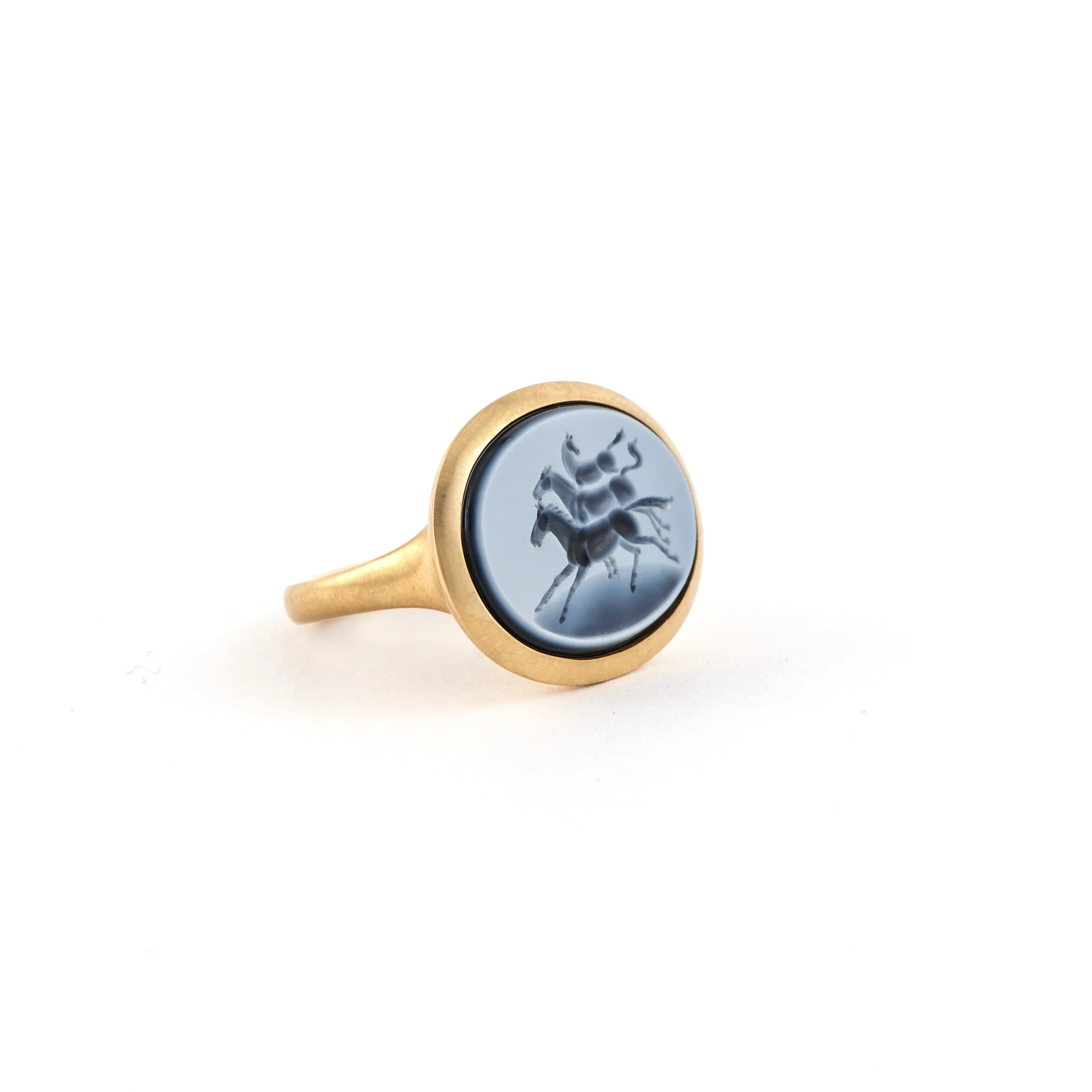 Onyx Horse Cameo Ring