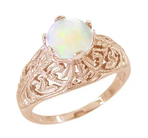 Opal Filigree Ring in 14 Karat Rose ( Pink ) Gold