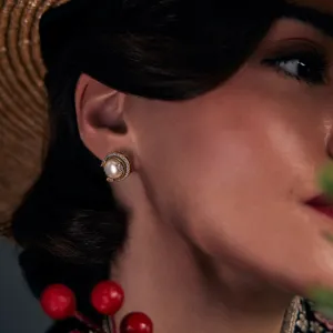 Opaline ivory studs By Ekaya Banaras
