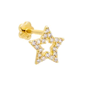 Open Star Threaded Stud Earring 14K