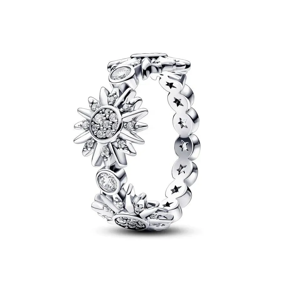 Pandora Celestial Blue Sparkling Moon Ring |Sterling Silver Ring with Sparkling Celestial Blue Moon Design