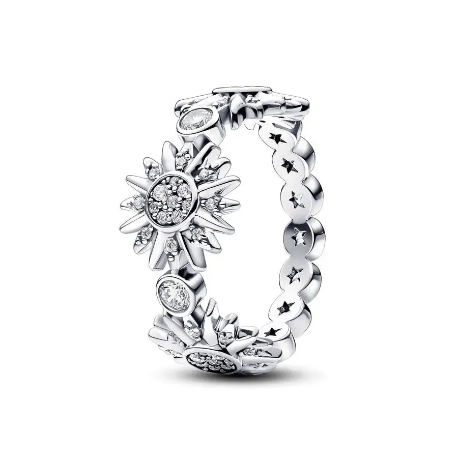 Pandora Celestial Blue Sparkling Moon Ring |Sterling Silver Ring with Sparkling Celestial Blue Moon Design