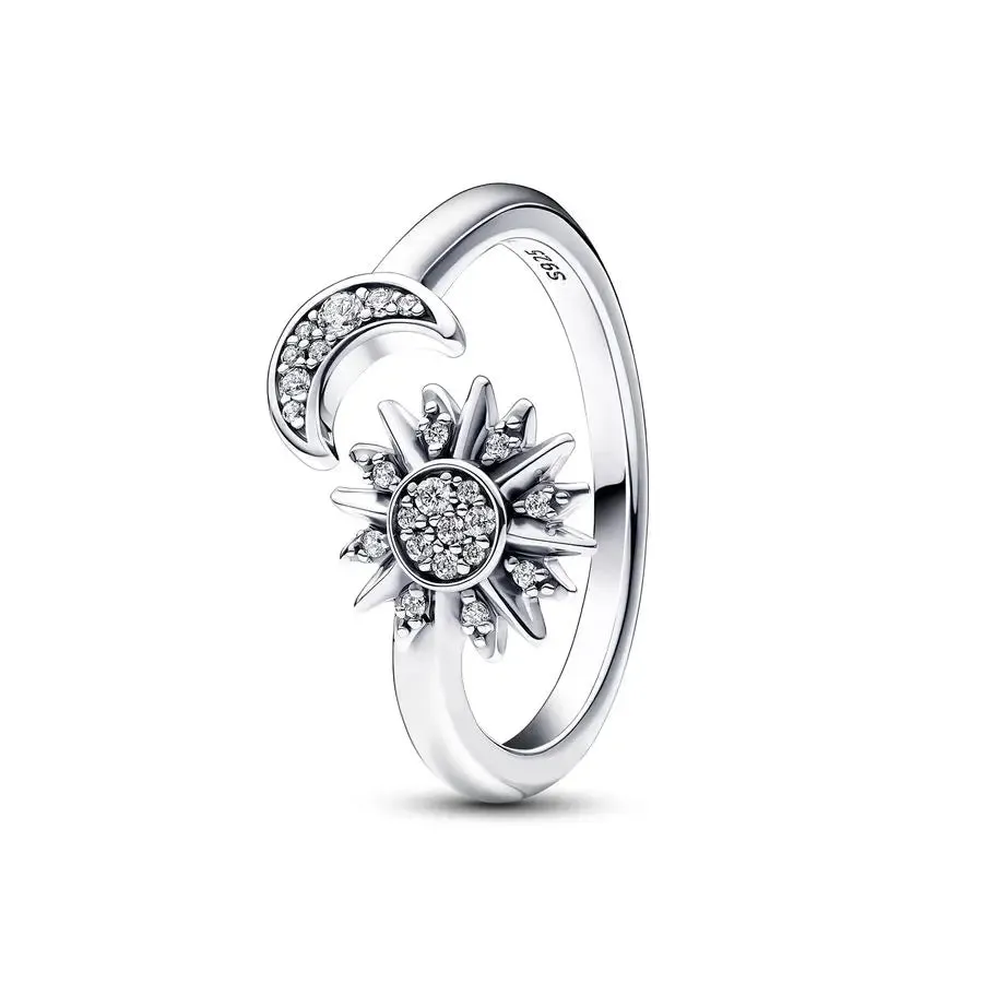 Pandora Celestial Blue Sparkling Moon Ring |Sterling Silver Ring with Sparkling Celestial Blue Moon Design