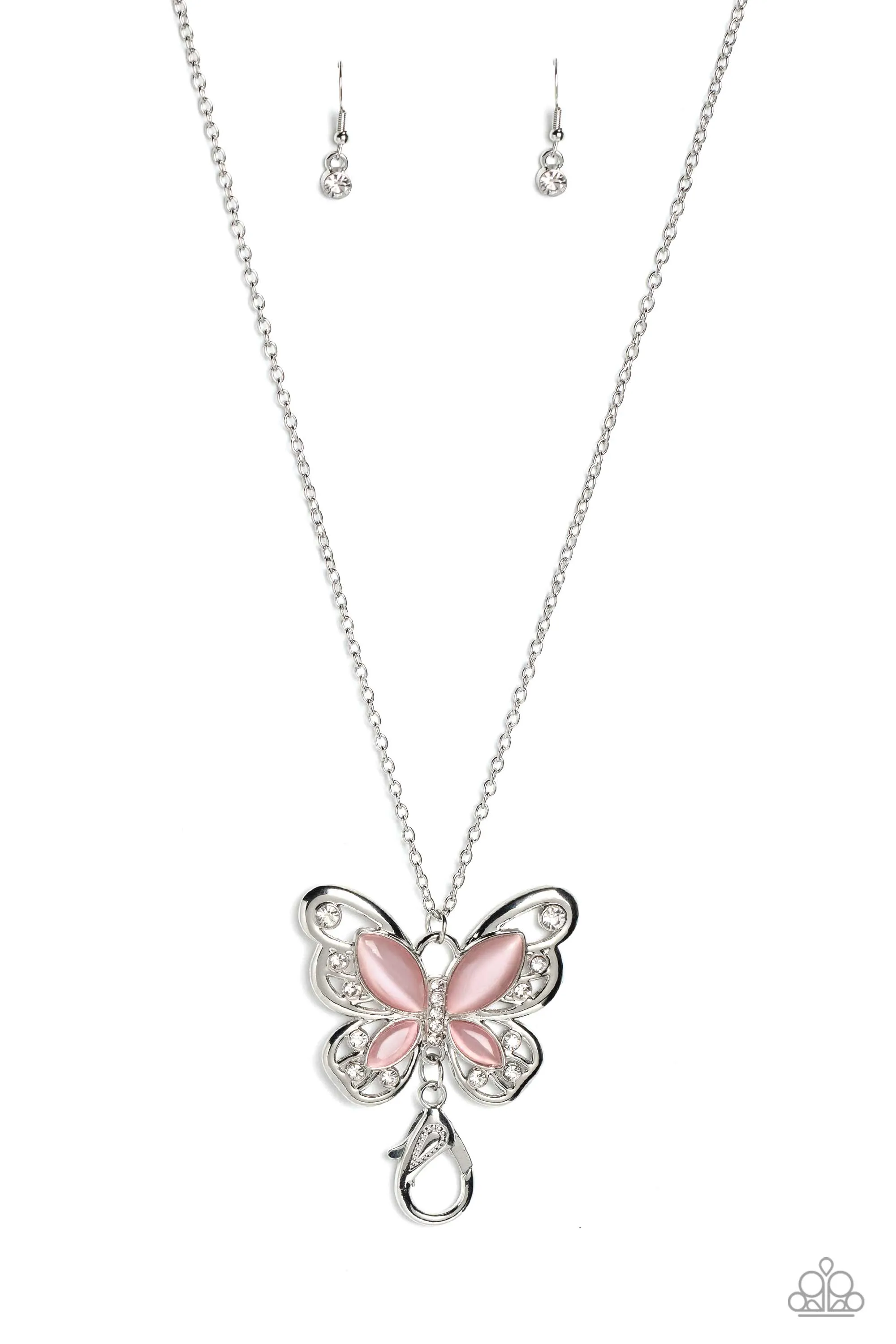 Paparazzi Wings Of Whimsy - Pink Lanyard Necklace