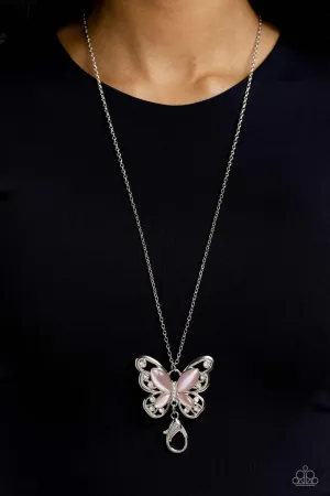 Paparazzi Wings Of Whimsy - Pink Lanyard Necklace