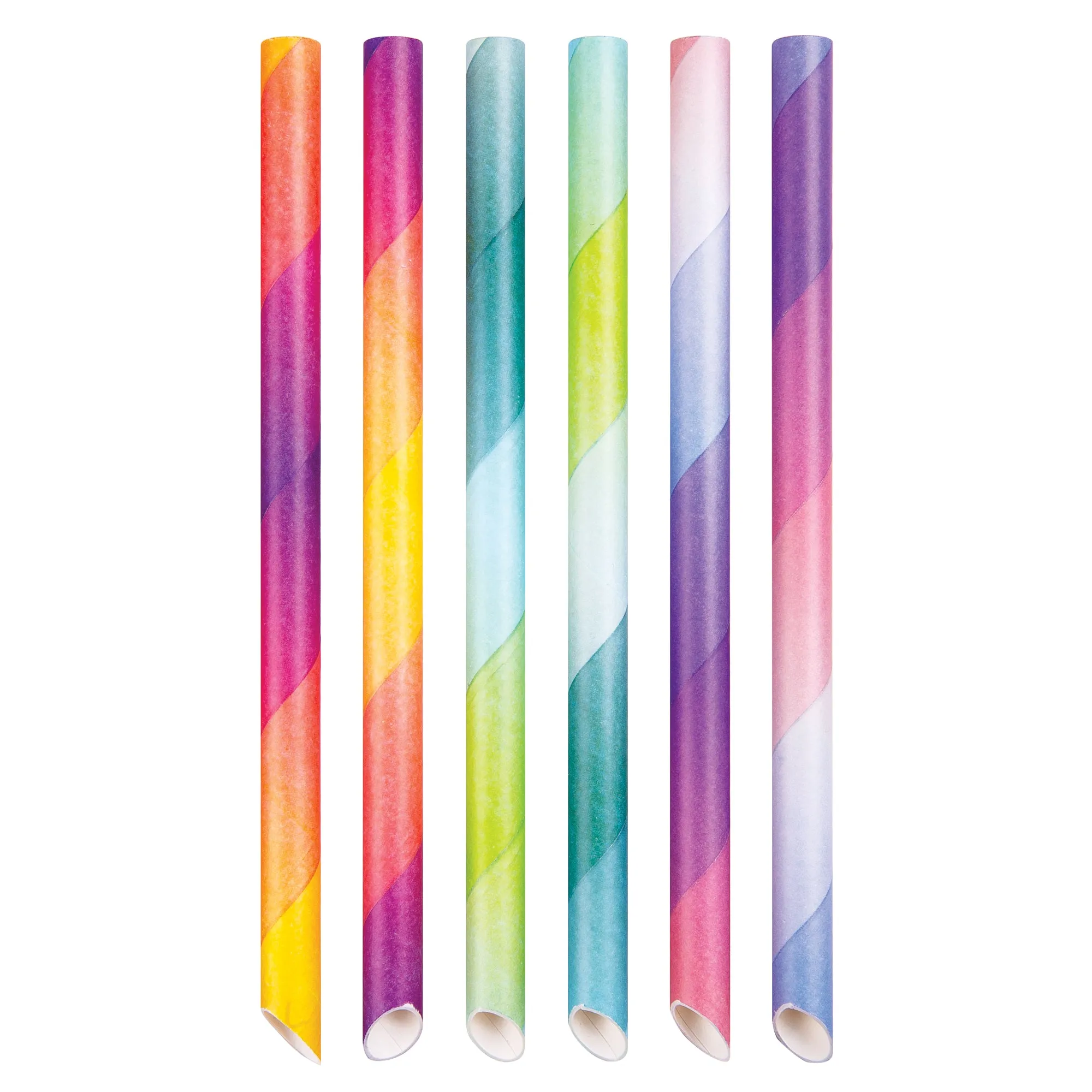 Paper Straws Large Rainbow Pack of 100