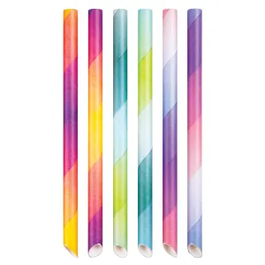 Paper Straws Large Rainbow Pack of 100