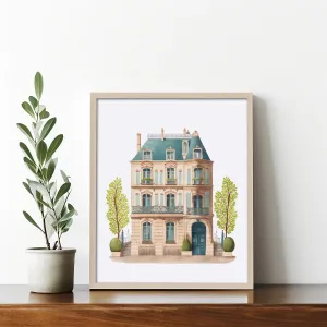 Paris Hotel Art Print, Whimsical Cottagecore Illustration, Wall Decor for Travelers, Perfect Gift for Paris Lovers – French Cottagecore Decor