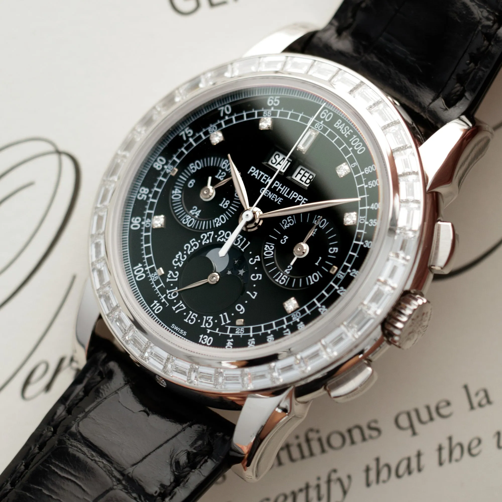 Patek Philippe Platinum Perpetual Calendar Diamond Watch Ref. 5971