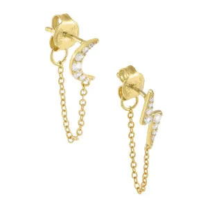 Pavé Celestial Chain Stud Earring
