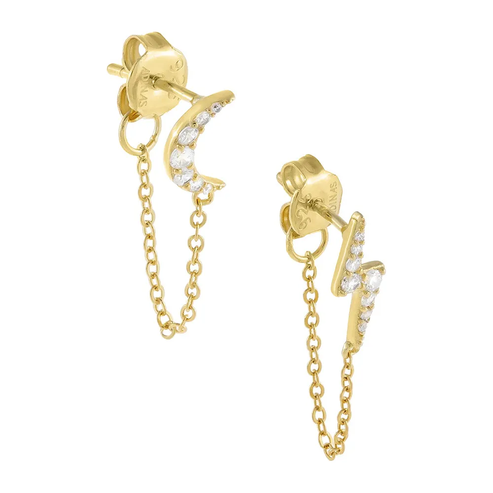 Pavé Celestial Chain Stud Earring