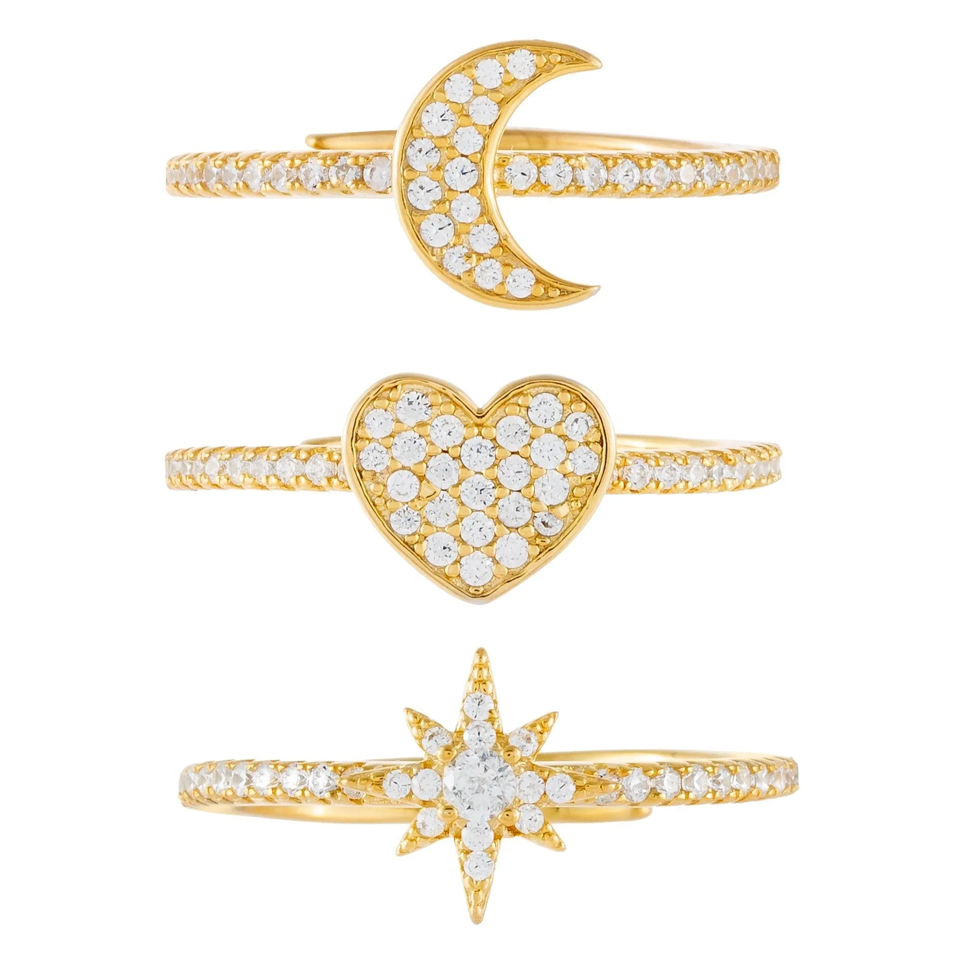 Pavé Charms Ring Set