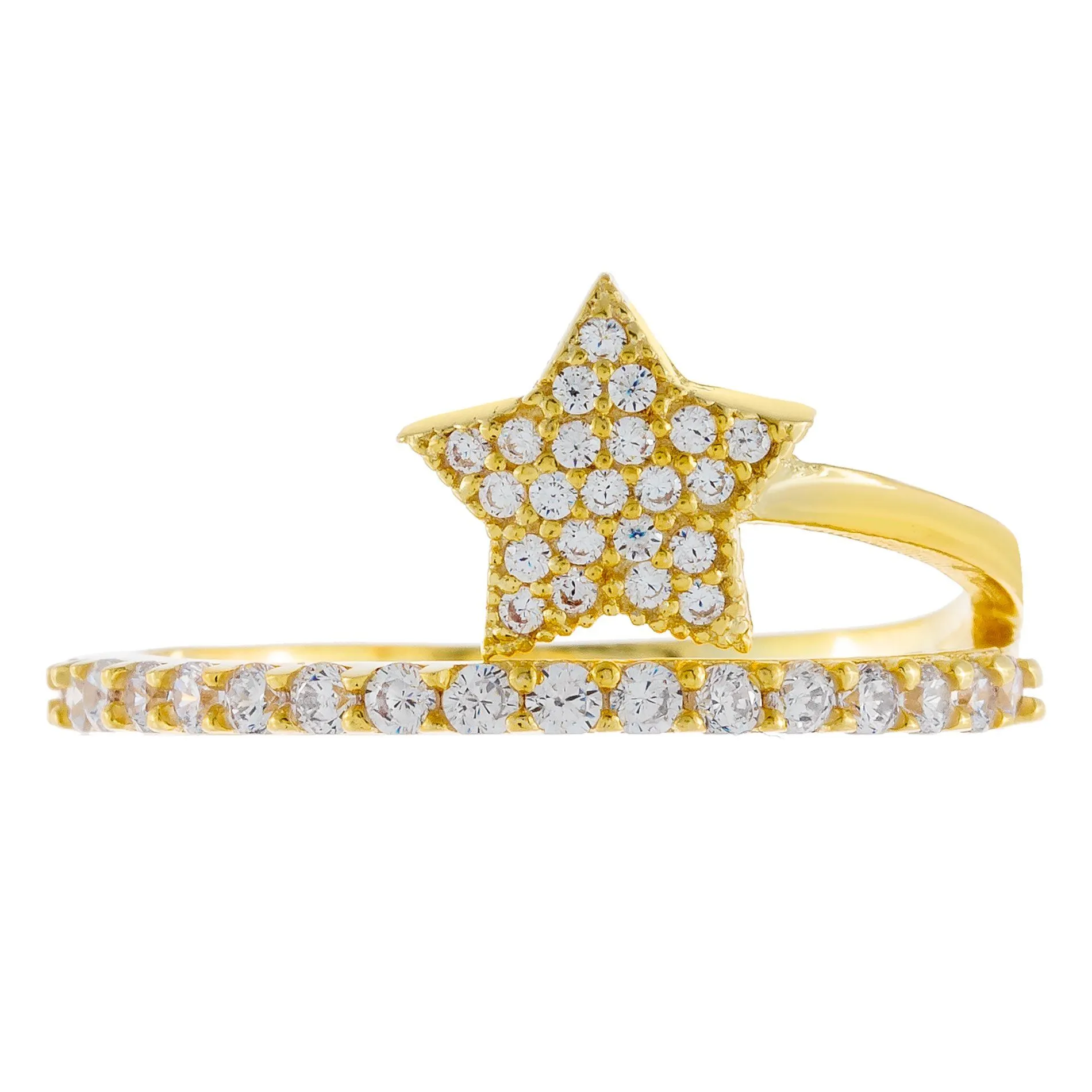 Pavé Double Wrap Star Ring