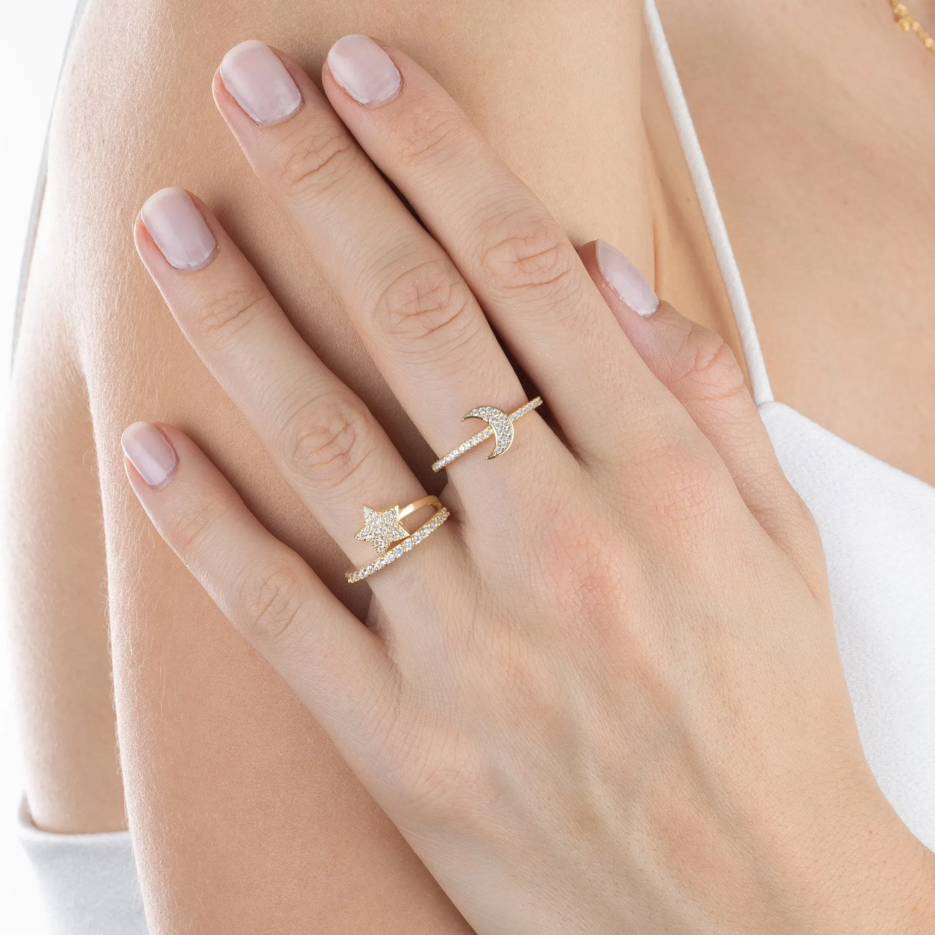 Pavé Double Wrap Star Ring