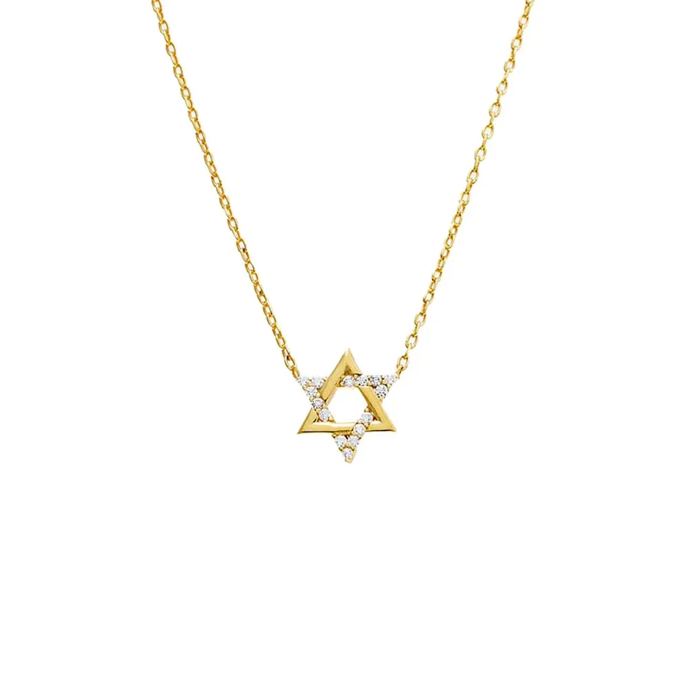 Pave Accented Star Of David Pandant Necklace