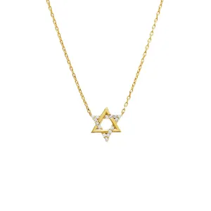 Pave Accented Star Of David Pandant Necklace