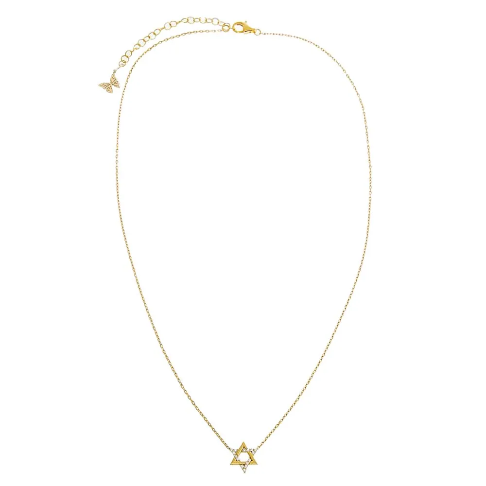 Pave Accented Star Of David Pandant Necklace