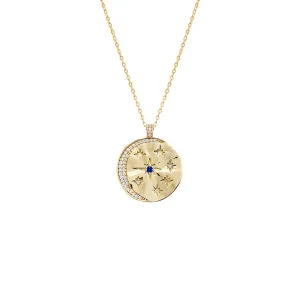 Pave Star & Moon Disc Necklace