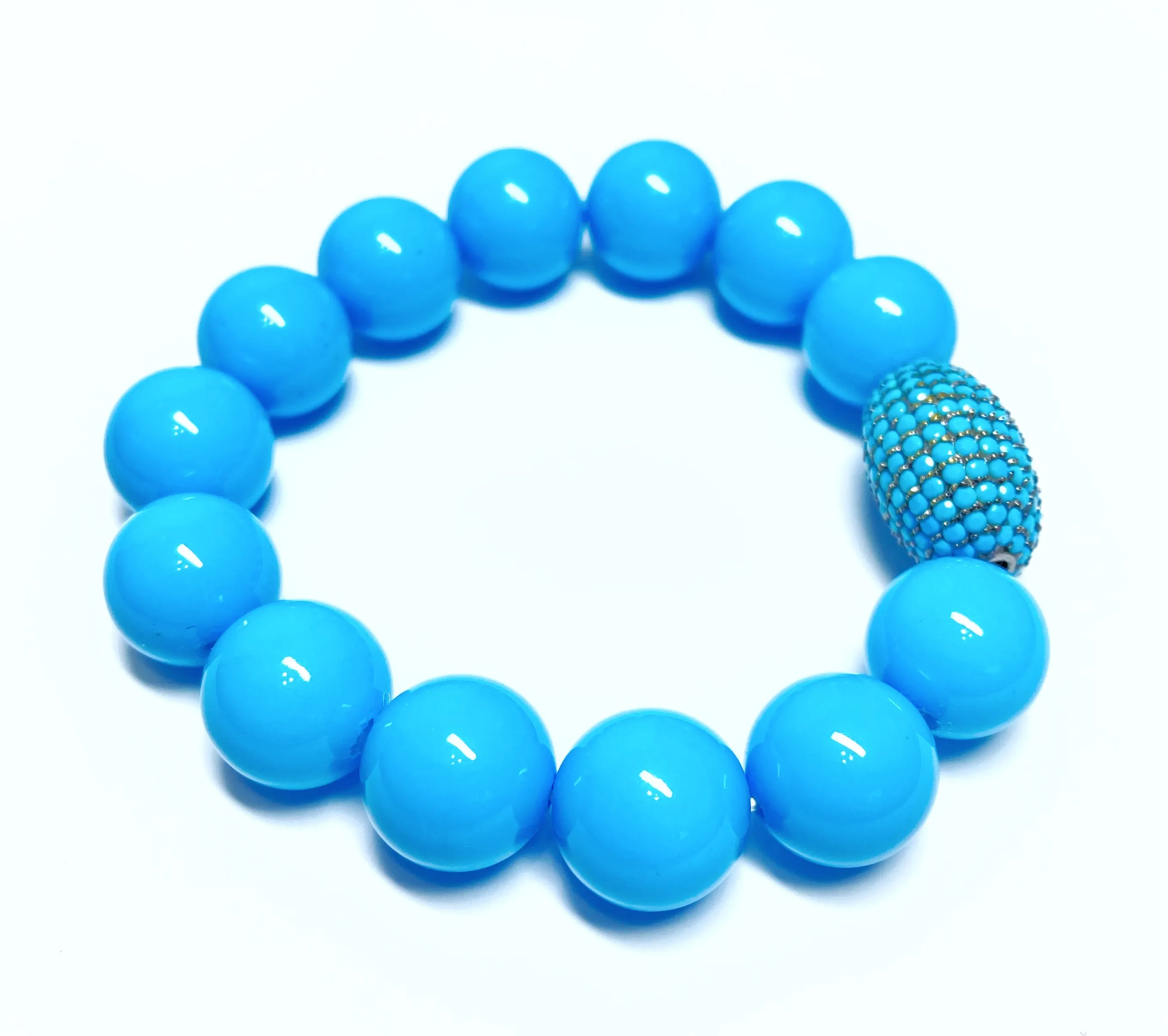 Pave Turquoise Beaded Stretch Stack Bracelet