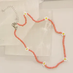 PEACH FLOWER BEADED necklace