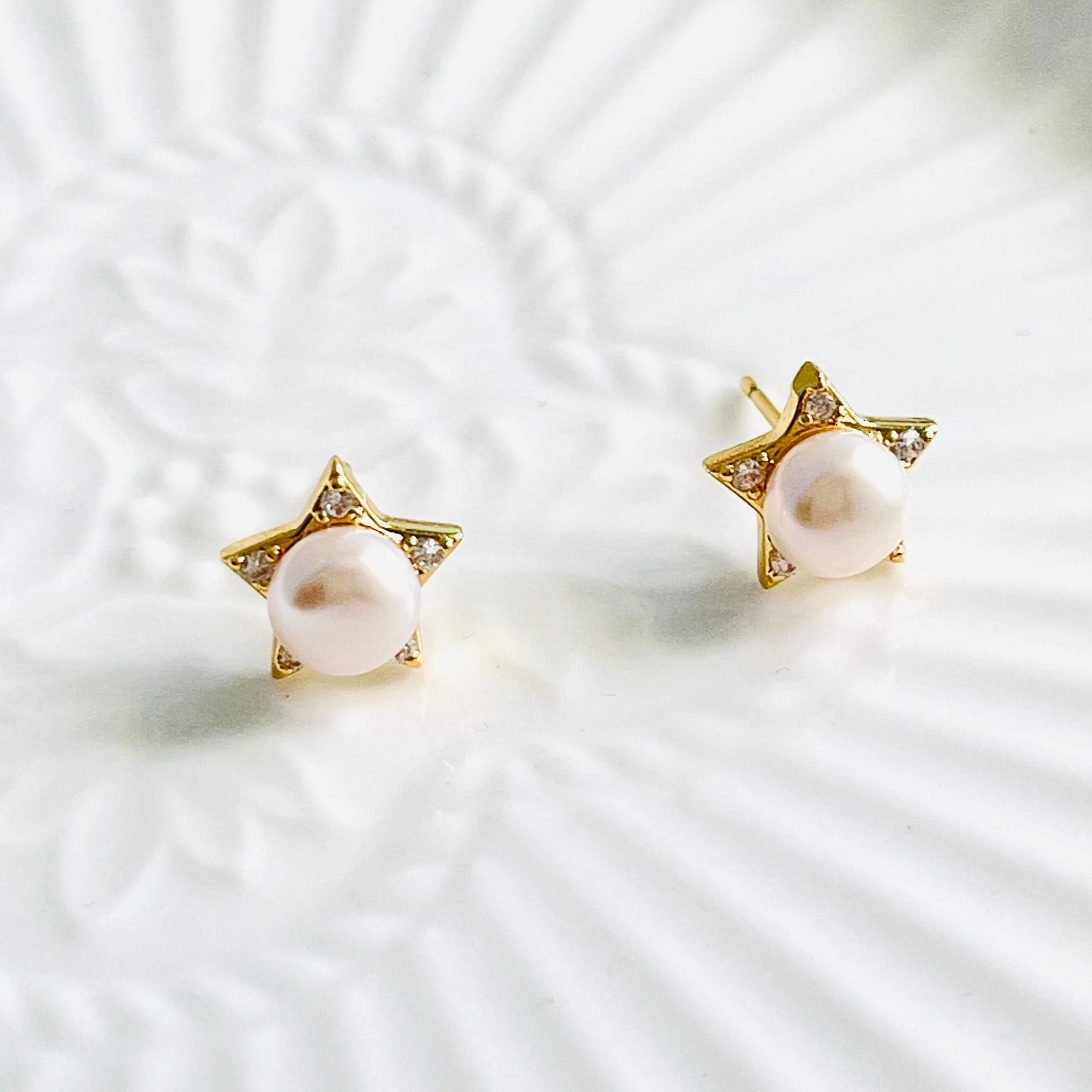 Pearl Star Stud Earrings