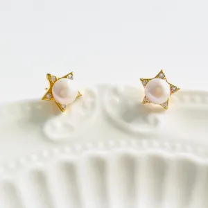 Pearl Star Stud Earrings