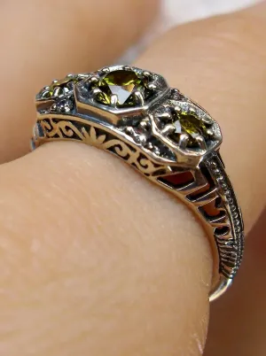 Peridot Ring, Simulated or Natural Gem, Art Deco Jewelry #D161