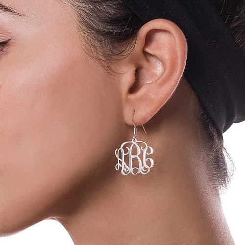 Personalized Sterling Silver Medium Filigree Earrings