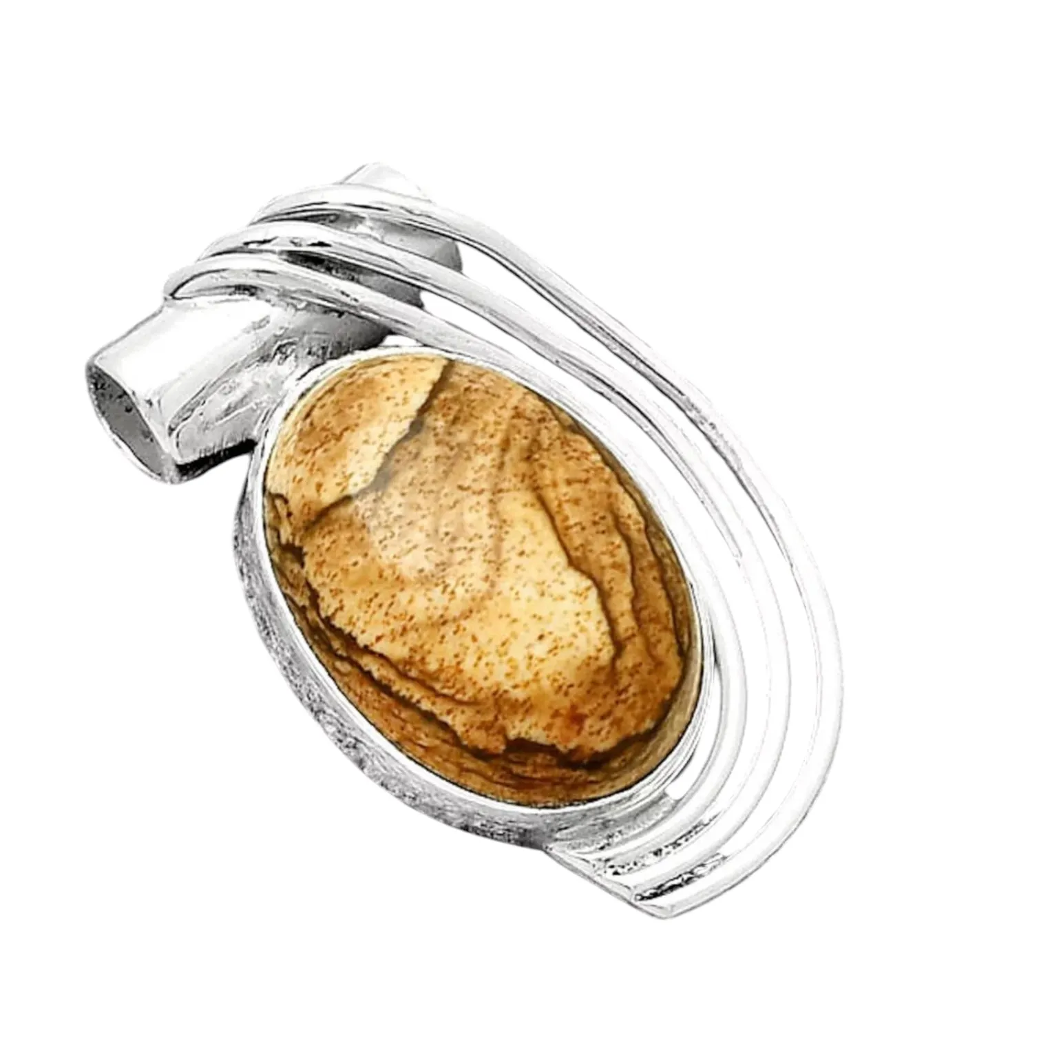 Picture Jasper Solid 925 Sterling Silver Pendant