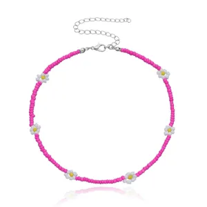 PINK FLOWER BEADED necklace