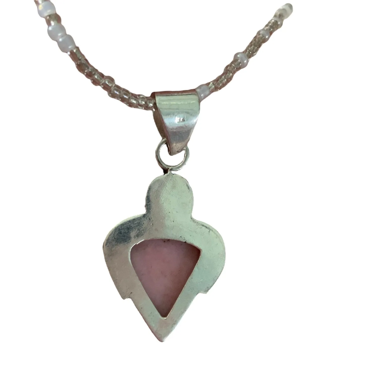 Pink Opal & Pearl Solid 925 Sterling Silver Pendant Necklace