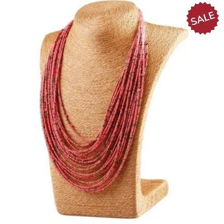 Pink Seed Bead Bohemian Multi-Layer String Necklace
