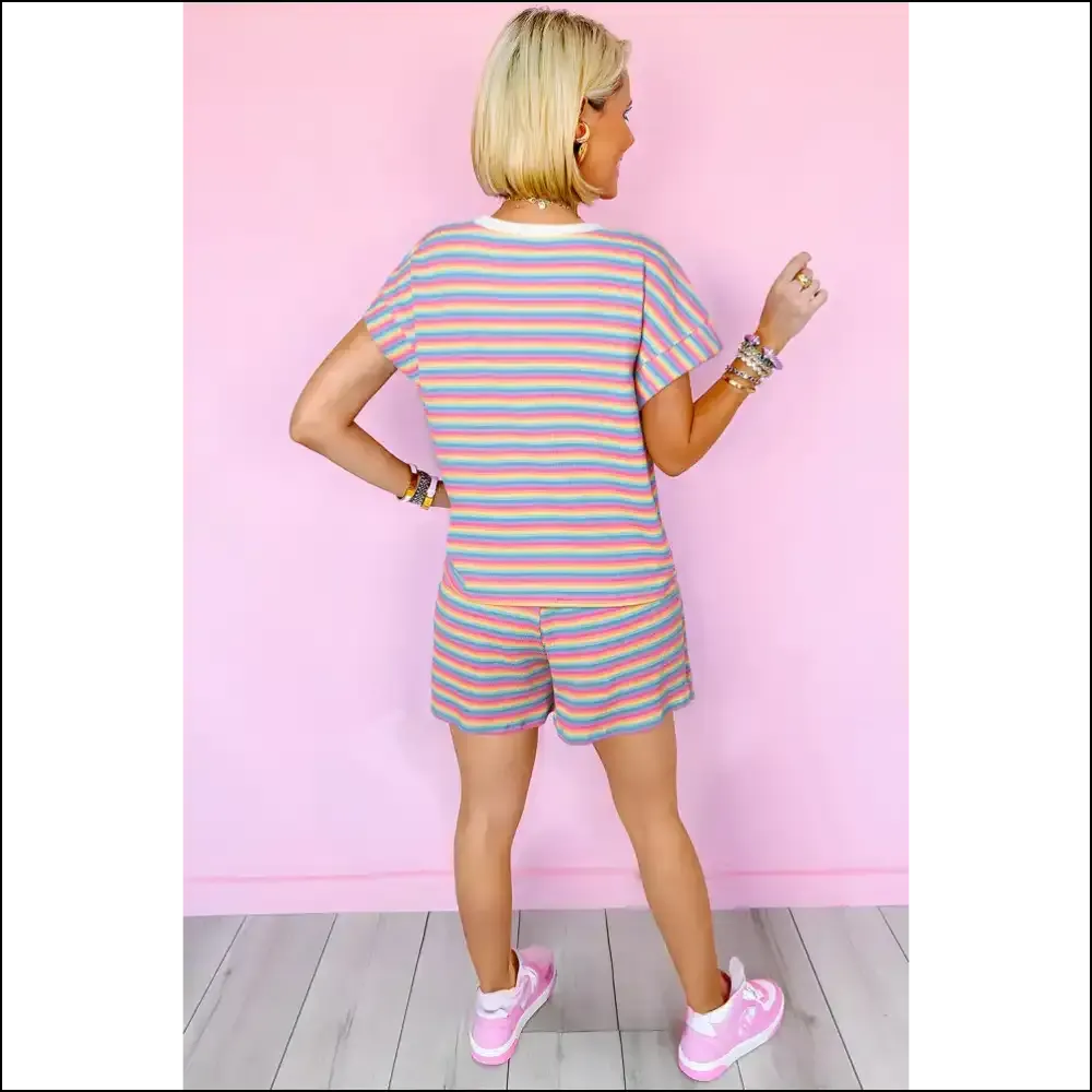 Pink Stripe Perfection: your Crew Neck Tee just Got Shorts  💖 Needful Things