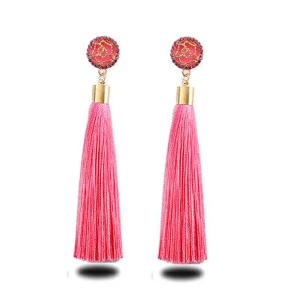 Pink Tassel Fringe Earring