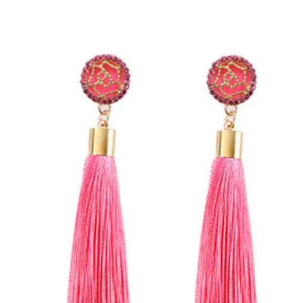 Pink Tassel Fringe Earring